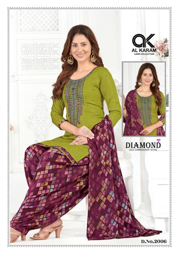 Al Karam Diamond Vol -2 cotton Printed Designer Dress Material